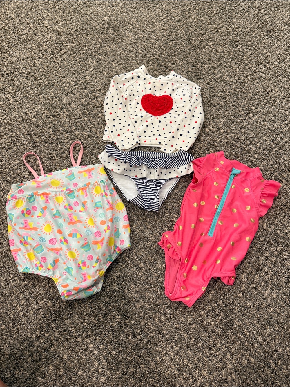 Floatimini Pink Rash Guard with Teal Zipper Tab and Gold Dots